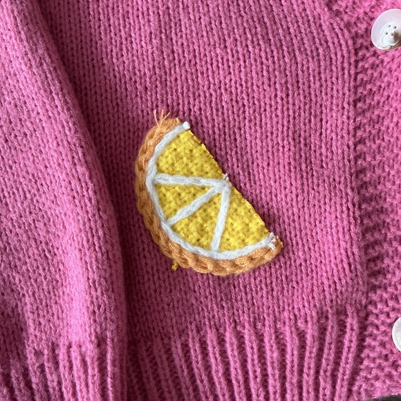 Dreamer by Debut Pink Cardigan with Lemon Slice Design - Picture 3 of 10